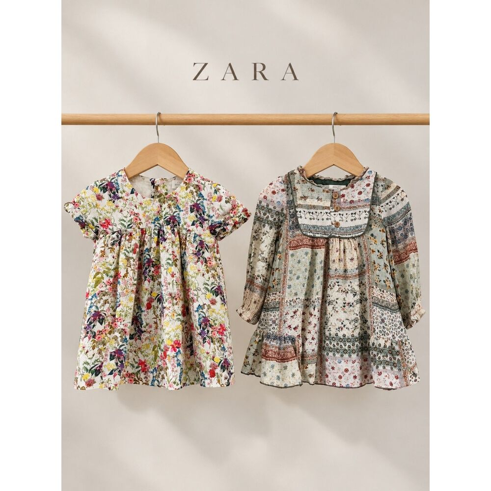 Zara Baby Girl Dress Bundle 6–12M Floral Charming Boho Cottagecore Cotton